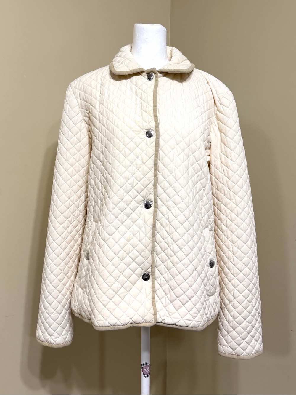 Ralph Lauren Cream Quilted Utility Jacket with Sherpa Collar - Picture 2 of 8